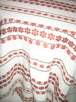Beautiful folk style red woven curtain with small flowers