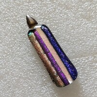 Unmarked checked iridescent glass, silver pendant