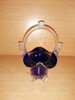 Muranoi szakított üveg kosár - 21 cm magas