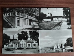 Régi fotó képeslap,Balaton, Balatonszemes, nyaraló, vitorlások, 1959