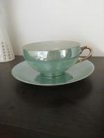 Japanese pearlescent eggshell porcelain coffee cup and saucer
