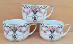Art Nouveau pink porcelain cup set of 3 pieces
