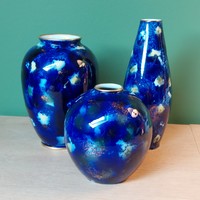 Rare collector wallendorf cobalt blue porcelain vases