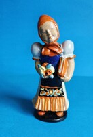 Matyó Szécsi ceramic figurine of a girl with a flower