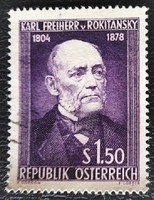 A997p /  Ausztria 1954 Baron Karl Freiherr von Rokitansky bélyeg pecsételt
