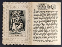 Old farewell saint image, lace prayer sheet