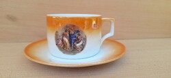 Shield seal hinged Zsolnay teacup + saucer