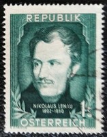 A975p /  Ausztria 1952 Nikolaus Lenau költő bélyeg pecsételt