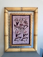 Bamboo framed wall picture with African warriors