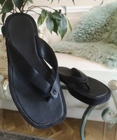 Massimo dutti size 38-39 black leather slippers, thick-soled flip-flops