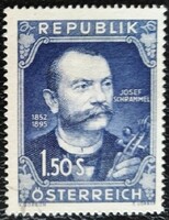 A970p /  Ausztria 1952 Josef Schrammel zeneszerző bélyeg pecsételt