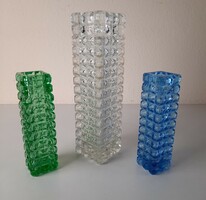 3 Vintage cast glass vases, 