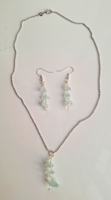 Special aquamarine mineral necklace+earrings