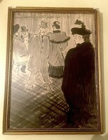 Korai korszak Eredeti Vaszary János, festmény példakép Toulouse-Lautrec - La Goulue et Paul Lescau,