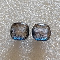 Unmarked verified iridescent glass silver earrings