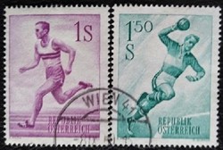 A1069-70p /  Ausztria 1959 Sport I. bélyegsor pecsételt
