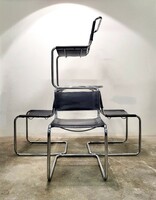 Bauhaus chairs 4 pieces, old, b33 breuer marcel, leather