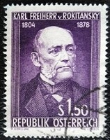 A997p /  Ausztria 1954 Baron Karl Freiherr von Rokitansky bélyeg pecsételt