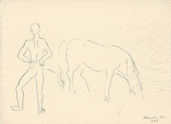 Borsos Miklós - 20 x 28 cm tus, papír 1943