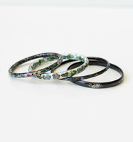 Vintage bracelets - compartment enamel / fire enamel decoration, flower pattern - vintage bracelets