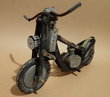 Gyűjtőknek! Nagyon régi antik vintage kézzel készített fa fém motor jármű modell makett
