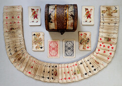 Very old antique double deck small size french poker card game french card poker card box
