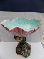 A majolica table display depicting a calyx of poppies