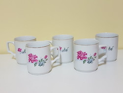 5 identical pink retro porcelain mugs flawless