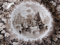 Around 1840 wedgwood ferrara harbor pattern flat plate 6 pieces
