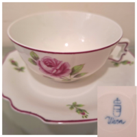 Antique Viennese rose tea cup set