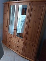 Huge pine wardrobe with two mirrors
