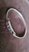 Silver bracelet, bangle, 11.6 Gr, with purple stones