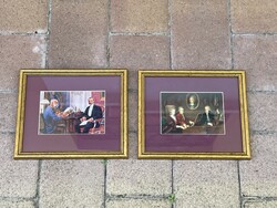 Framed color postcards in pairs