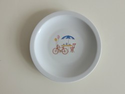 Retro Bavária porcelán gyerek tányér lapos tányér bicikli lufi napernyő mintás
