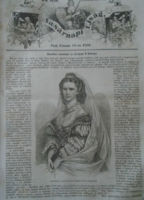D203371 Empress Elizabeth and Her Majesty the Queen (sissy) - woodcut and article - 1866 newspaper cover