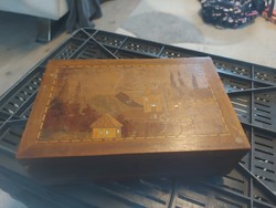 Inlaid wooden box, size, weight on the pictures