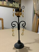 Wrought iron candle holder with pendants