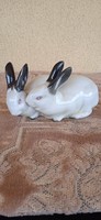 Zsolnay pair of rabbits