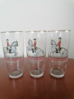3 English equestrian themed beer glasses