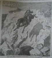 D203366 Count Sándor's horse named Móricz -Gonosz at the Bia quarry, woodcut from an 1866 newspaper