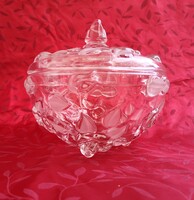 Walter glass, plastic pink, glass bonbonnier with a lid. Marked, flawless!