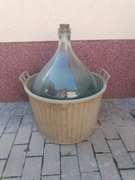 Approx. 50 Liter giant demizon, brandy, wine glass balloon with stopper, plastic basket