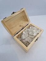 A chest full of rock crystal minerals