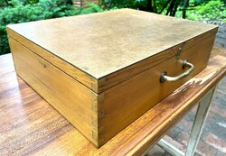 Simple old wooden chest, wooden suitcase, suitcase, storage box