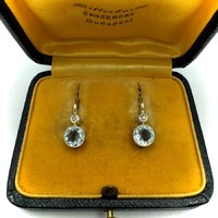 Button earrings with aquamarine and diamonds