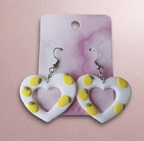 White heart with lemon earrings
