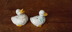 A pair of porcelain ducks that sprinkle salt and pepper