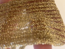 Gyönyörű hosszú 210 cm arany horgolt aranyszálas alkalmi sál stóla kötött
