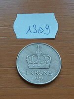 Norway 1 kroner 1975 copper-nickel, v. King Olav 1309