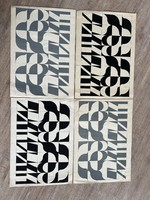 Four pieces of constructive paper work serigraphy? Unknown creator